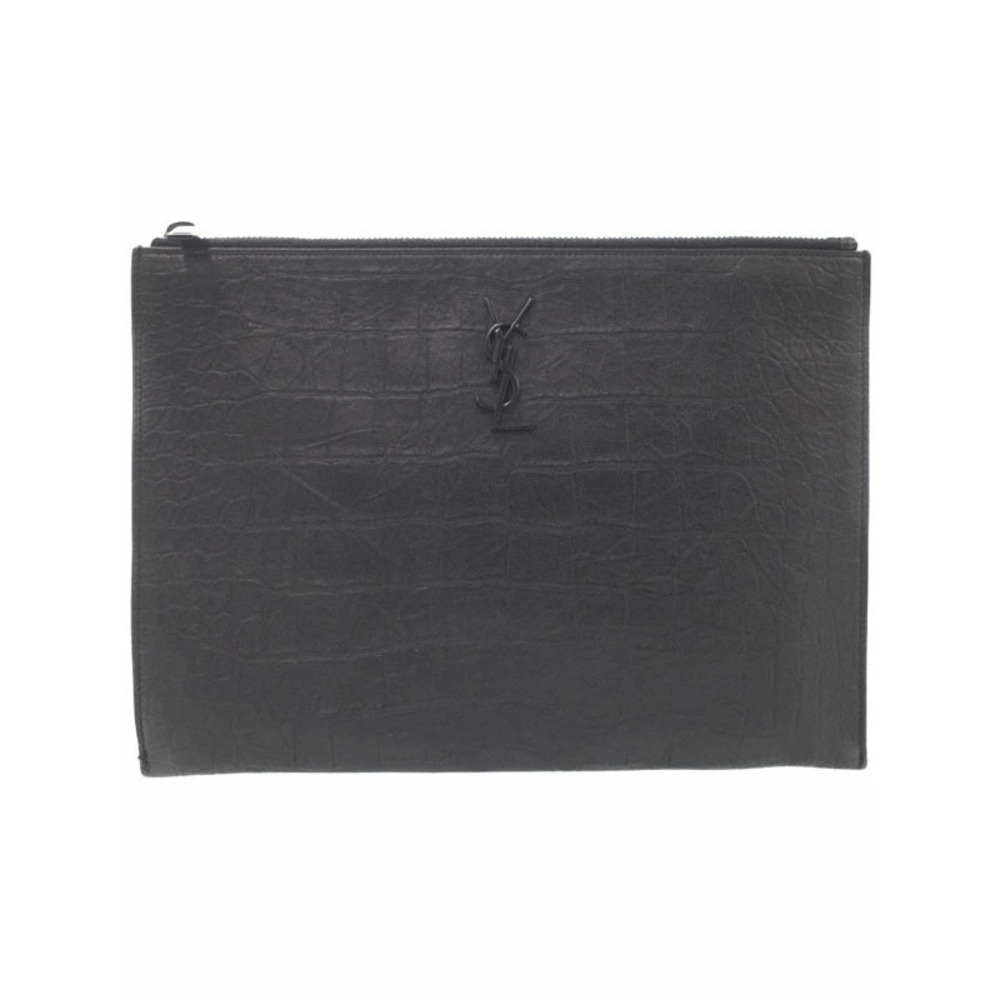 SAINT LAURENT Paris Saint Paris Monogram Zip Tablet Holder Clutch Bag - Picture 1 of 5
